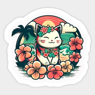 Happy Aloha Kitty Sticker